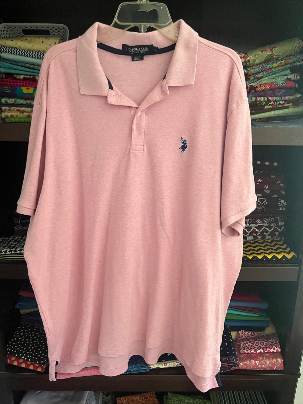 U.S. Polo Assn. Men’s Light Pink Polo with Navy Logo